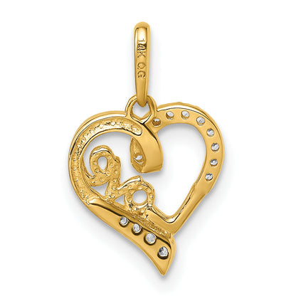 14k Yellow Gold 14k CZ LOVE Heart Pendant