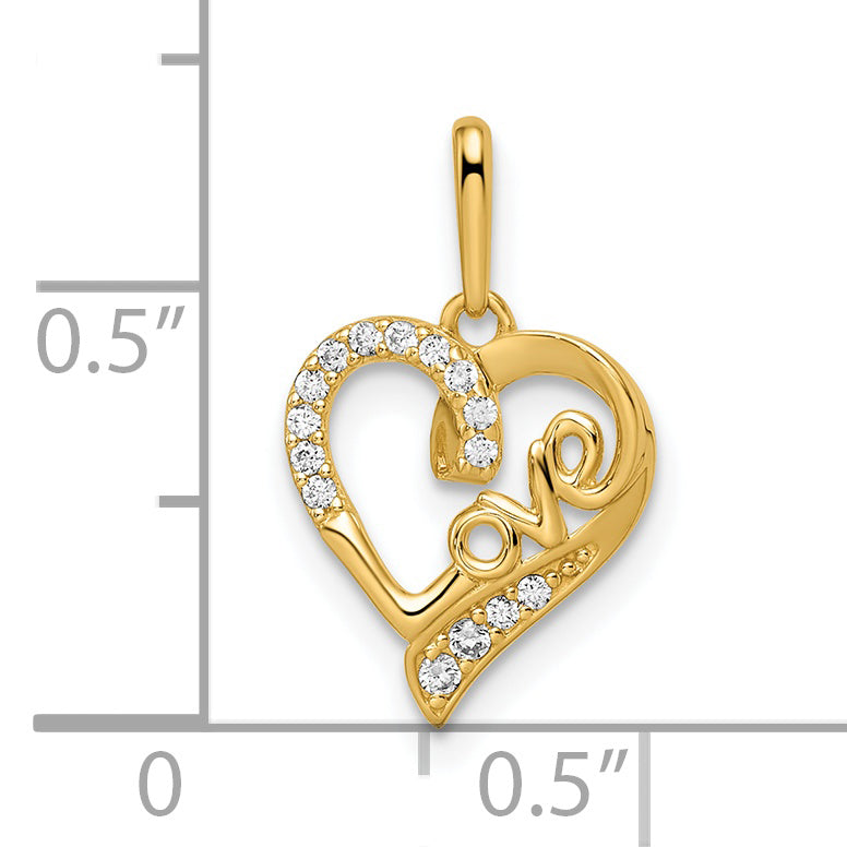 14k Yellow Gold 14k CZ LOVE Heart Pendant
