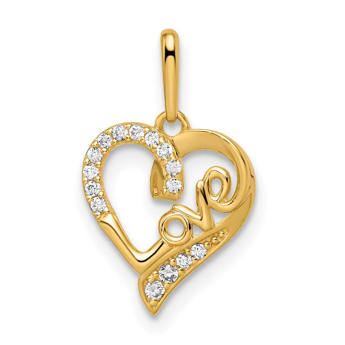 14k Yellow Gold 14k CZ LOVE Heart Pendant