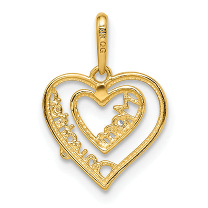 14k Yellow Gold 14k CZ Mom & Daughter Heart Pendant