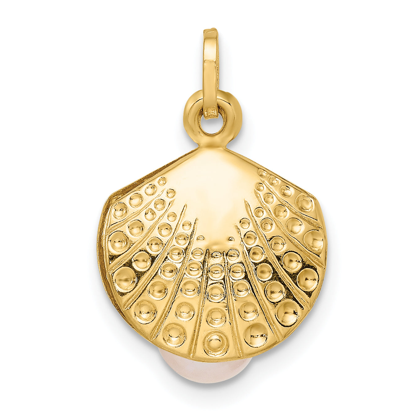 14k Yellow Gold 14k Polished with Freshwater Cultured Pearl Clam Pendant