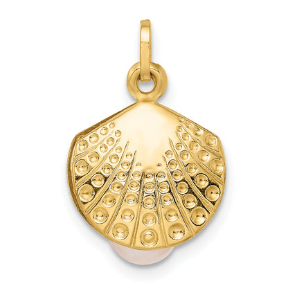 14k Yellow Gold 14k Polished with Freshwater Cultured Pearl Clam Pendant