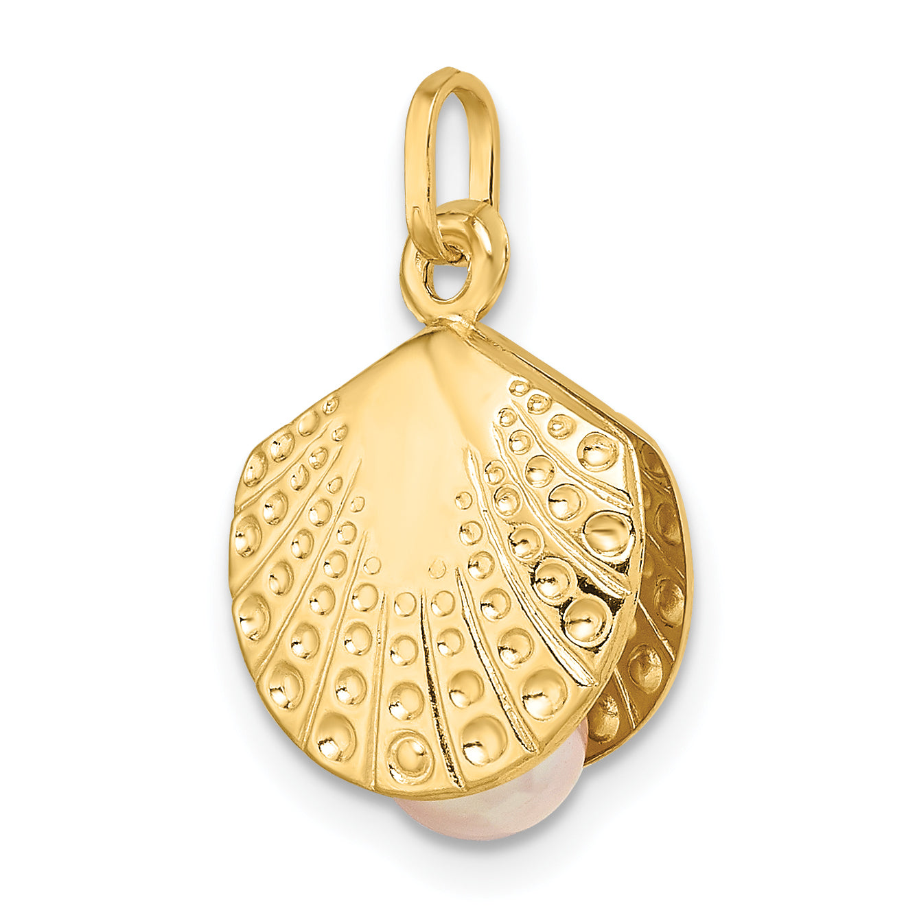 14k Yellow Gold 14k Polished with Freshwater Cultured Pearl Clam Pendant