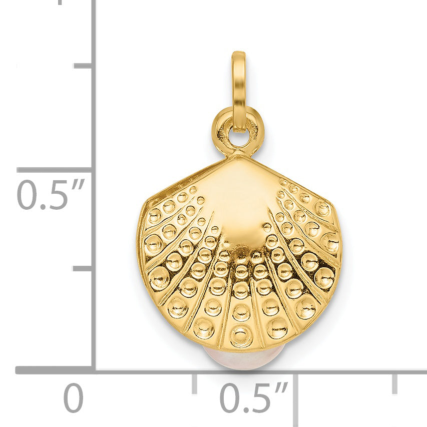 14k Yellow Gold 14k Polished with Freshwater Cultured Pearl Clam Pendant