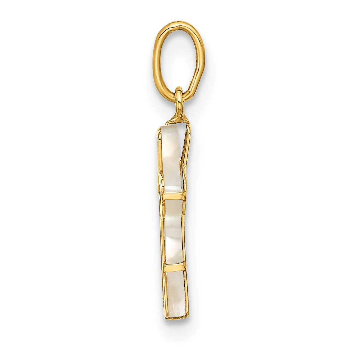14K Yellow Gold Polished Mother Of Pearl Cross Pendant