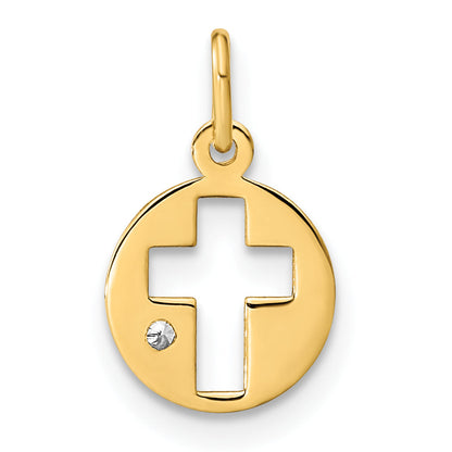 14k Yellow Gold 14K Polished CZ Circle Cross Pendant