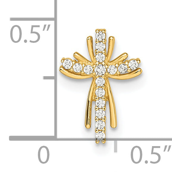 14k Yellow Gold 14k CZ Cross Chain Slide