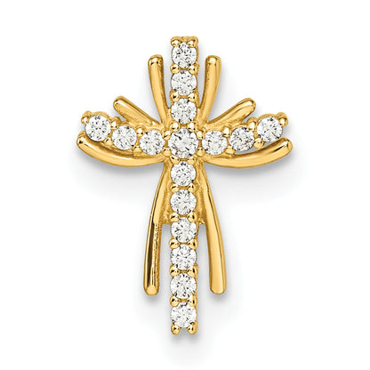 14k Yellow Gold 14k CZ Cross Chain Slide
