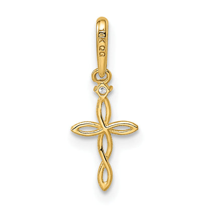 14k Yellow Gold 14k CZ Textured Cross Pendant