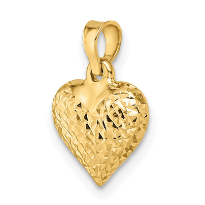 14k Yellow Gold 14k Polished Diamond-cut Medium Puffed Heart Pendant
