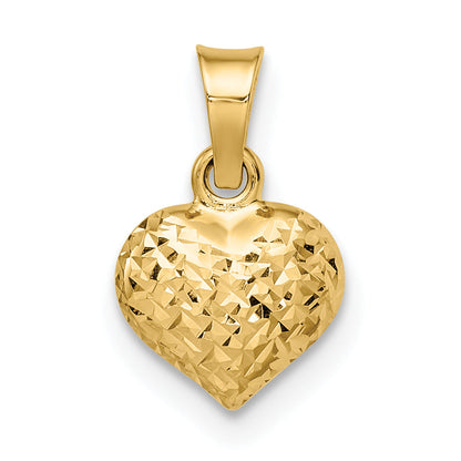 14k Yellow Gold 14k Polished Diamond-cut Small Puffed Heart Pendant