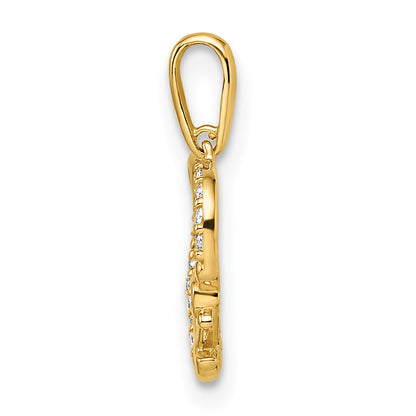 14k Yellow Gold 14k CZ Heart with Anchor Pendant