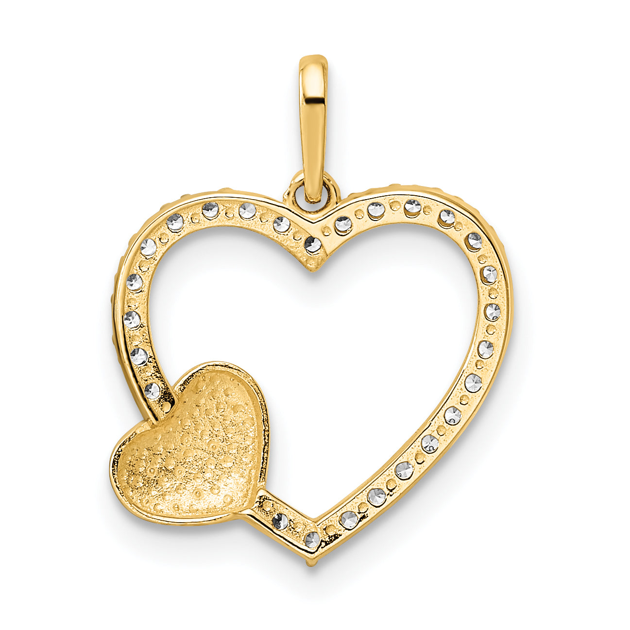 14k Yellow Gold 14K Polished White CZ Heart Pendant