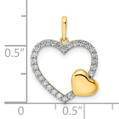 14k Yellow Gold 14K Polished White CZ Heart Pendant