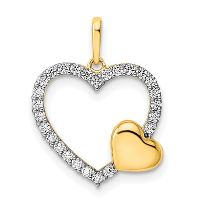 14k Yellow Gold 14K Polished White CZ Heart Pendant