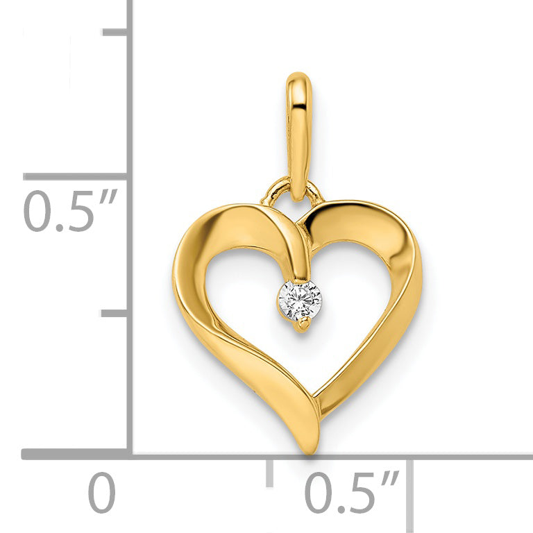 14k Yellow Gold 14k CZ Heart Pendant