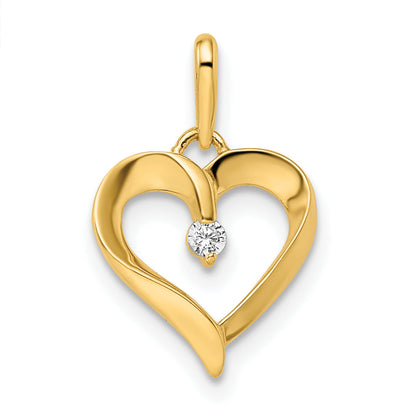 14k Yellow Gold 14k CZ Heart Pendant