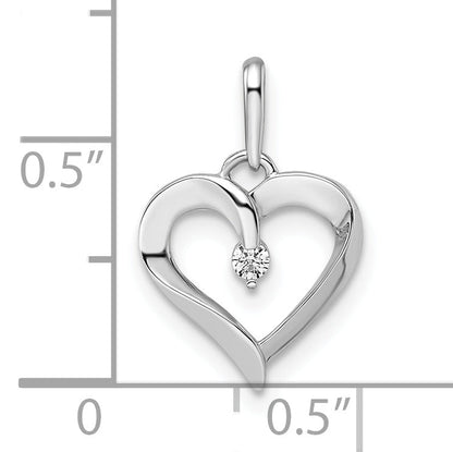 14k White Gold 14k White Gold CZ Heart Pendant