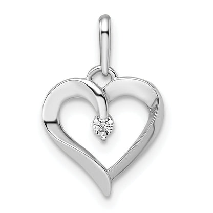 14k White Gold 14k White Gold CZ Heart Pendant