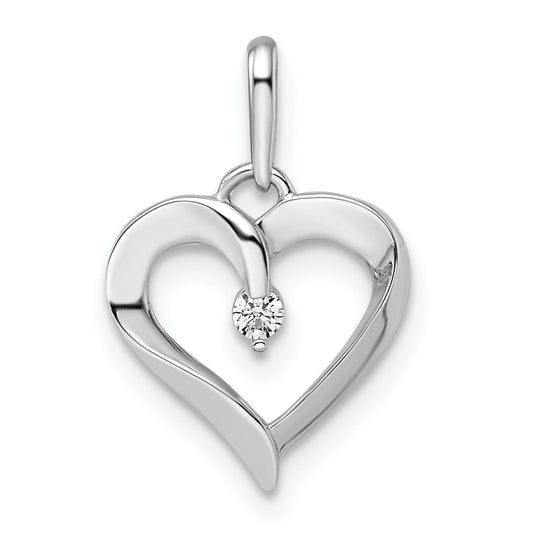 14k White Gold 14k White Gold CZ Heart Pendant