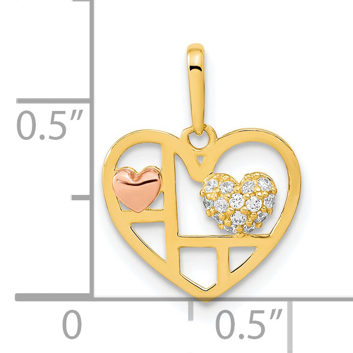 14k Two-tone 14K Two-tone Heart with CZ Pendant