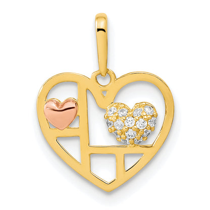 14k Two-tone 14K Two-tone Heart with CZ Pendant