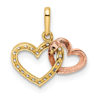 14k Two-tone 14k Two-tone CZ Hearts Pendant