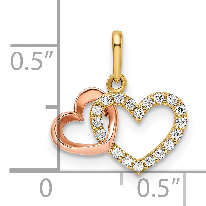 14k Two-tone 14k Two-tone CZ Hearts Pendant