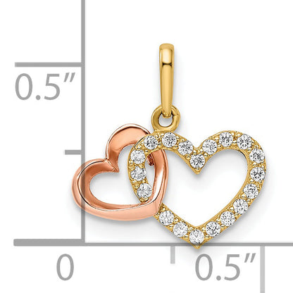 14k Two-tone 14k Two-tone CZ Hearts Pendant