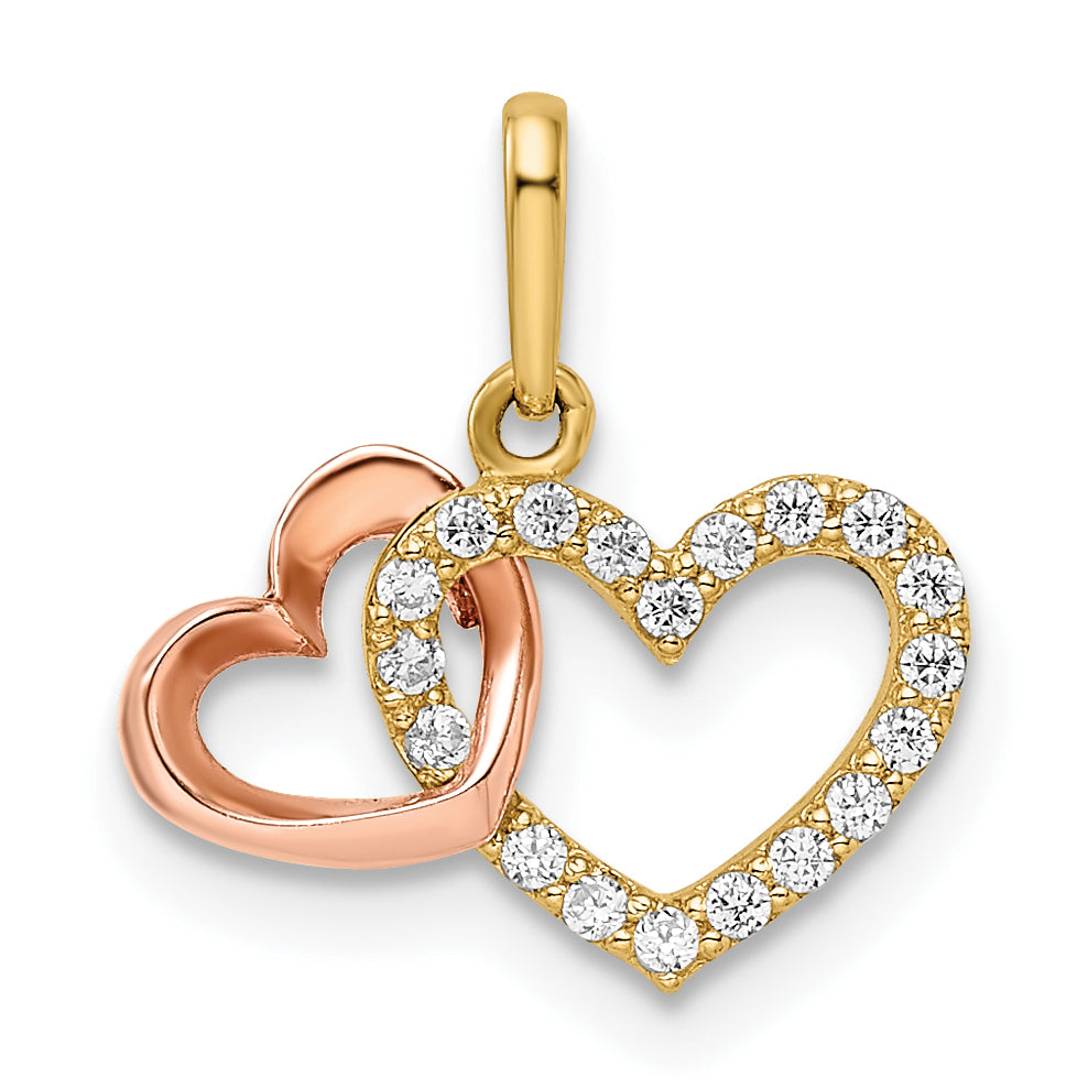 14k Two-tone 14k Two-tone CZ Hearts Pendant