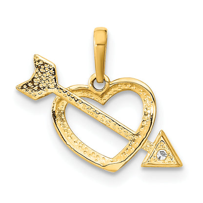 14k Yellow Gold 14K Polished Cut out Heart with Arrow CZ Pendant