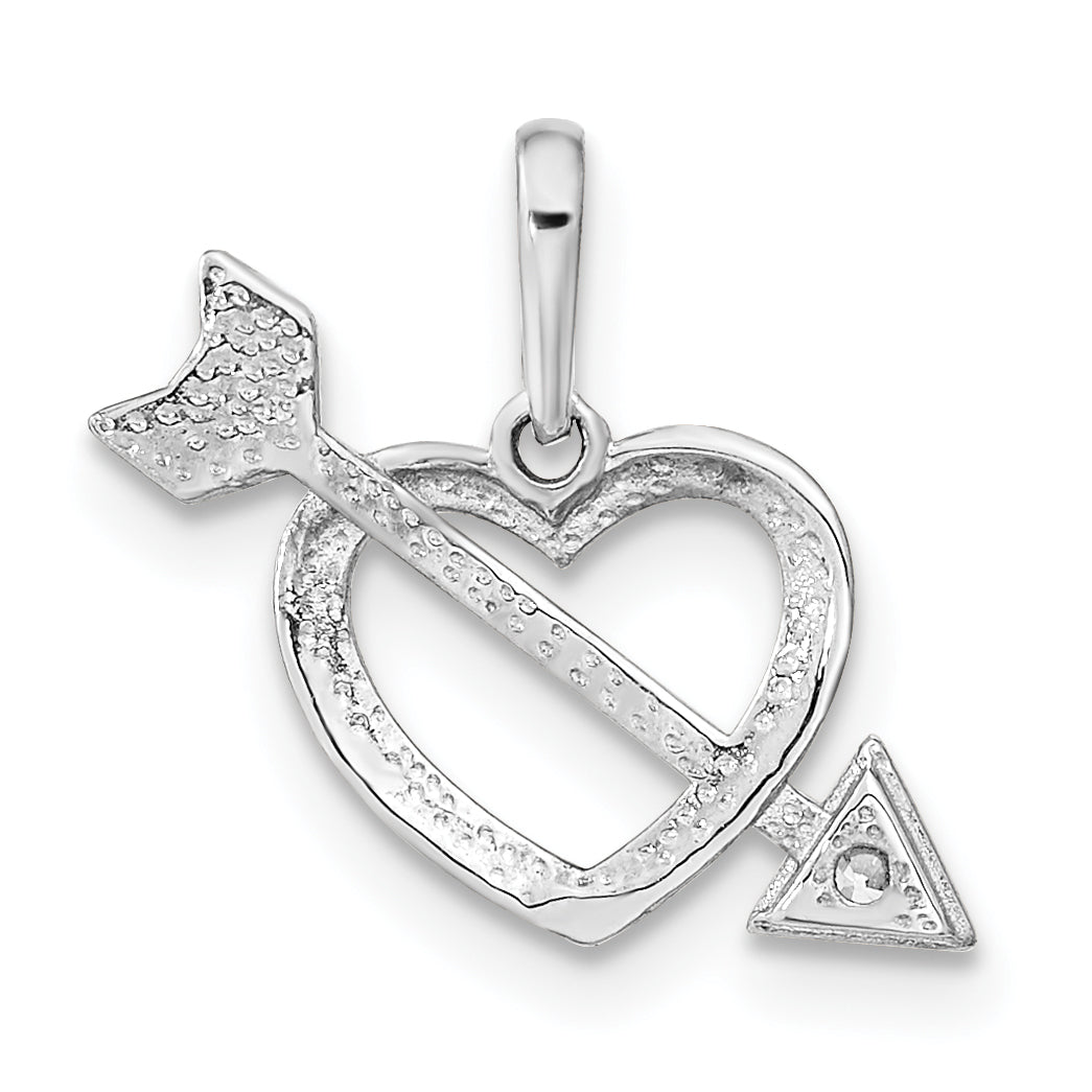 14k White Gold 14K White Gold Cut-out Heart with Arrow CZ Pendant