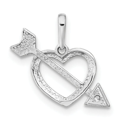 14k White Gold 14K White Gold Cut-out Heart with Arrow CZ Pendant