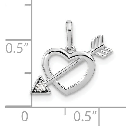 14k White Gold 14K White Gold Cut-out Heart with Arrow CZ Pendant