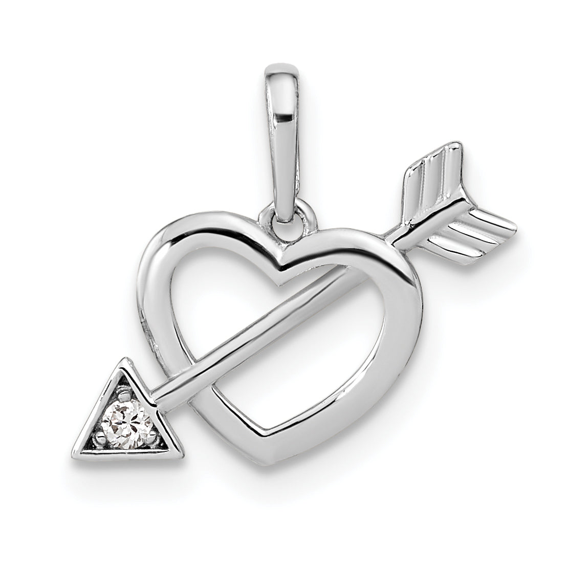 14k White Gold 14K White Gold Cut-out Heart with Arrow CZ Pendant
