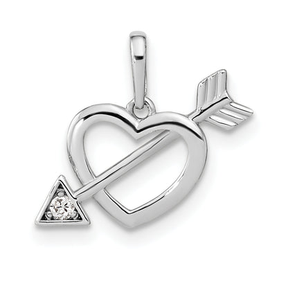 14k White Gold 14K White Gold Cut-out Heart with Arrow CZ Pendant