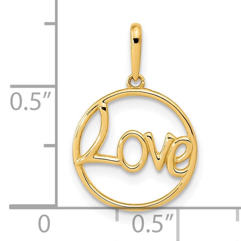 14k Yellow Gold 14K Polished Circle LOVE Pendant