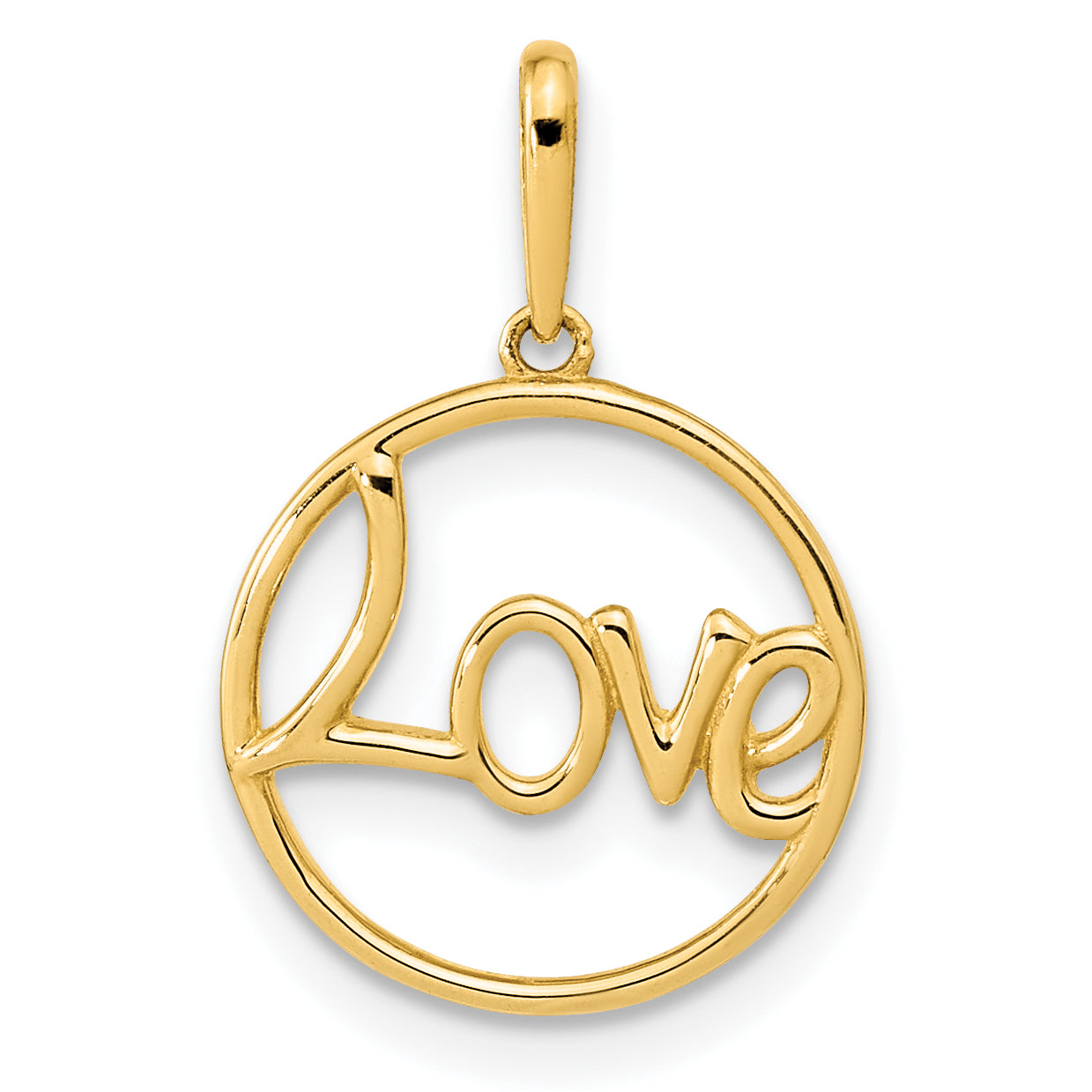 14k Yellow Gold 14K Polished Circle LOVE Pendant