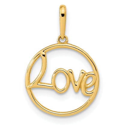 14k Yellow Gold 14K Polished Circle LOVE Pendant