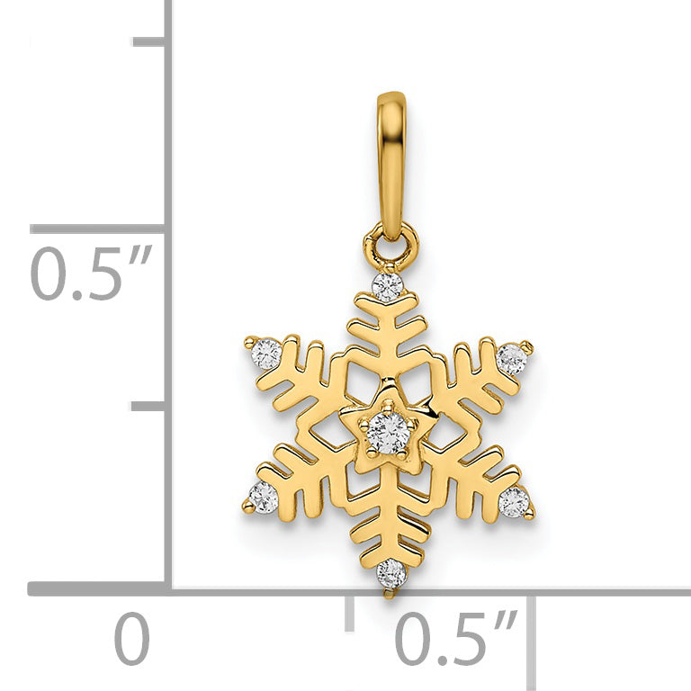 14k Yellow Gold 14k CZ Snowflake Pendant