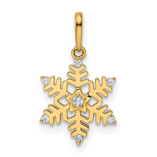 14k Yellow Gold 14k CZ Snowflake Pendant