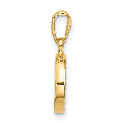 14K Yellow & Rhodium with Rhodium Diamond Letter O Initial Pendant