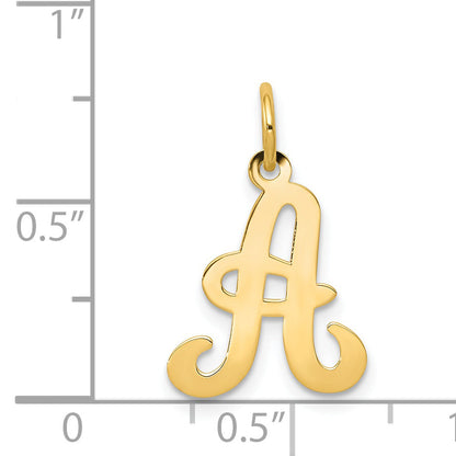 14k Yellow Gold 14KY Script Letter A Initial Charm