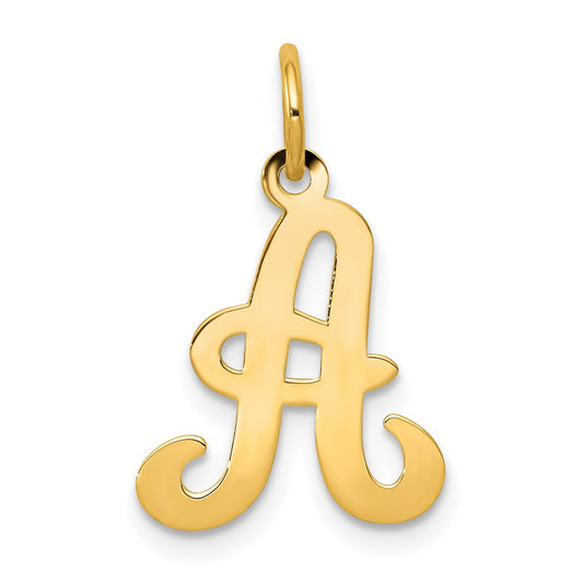 14k Yellow Gold 14KY Script Letter A Initial Charm