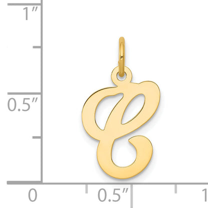 14k Yellow Gold 14KY Script Letter C Initial Charm