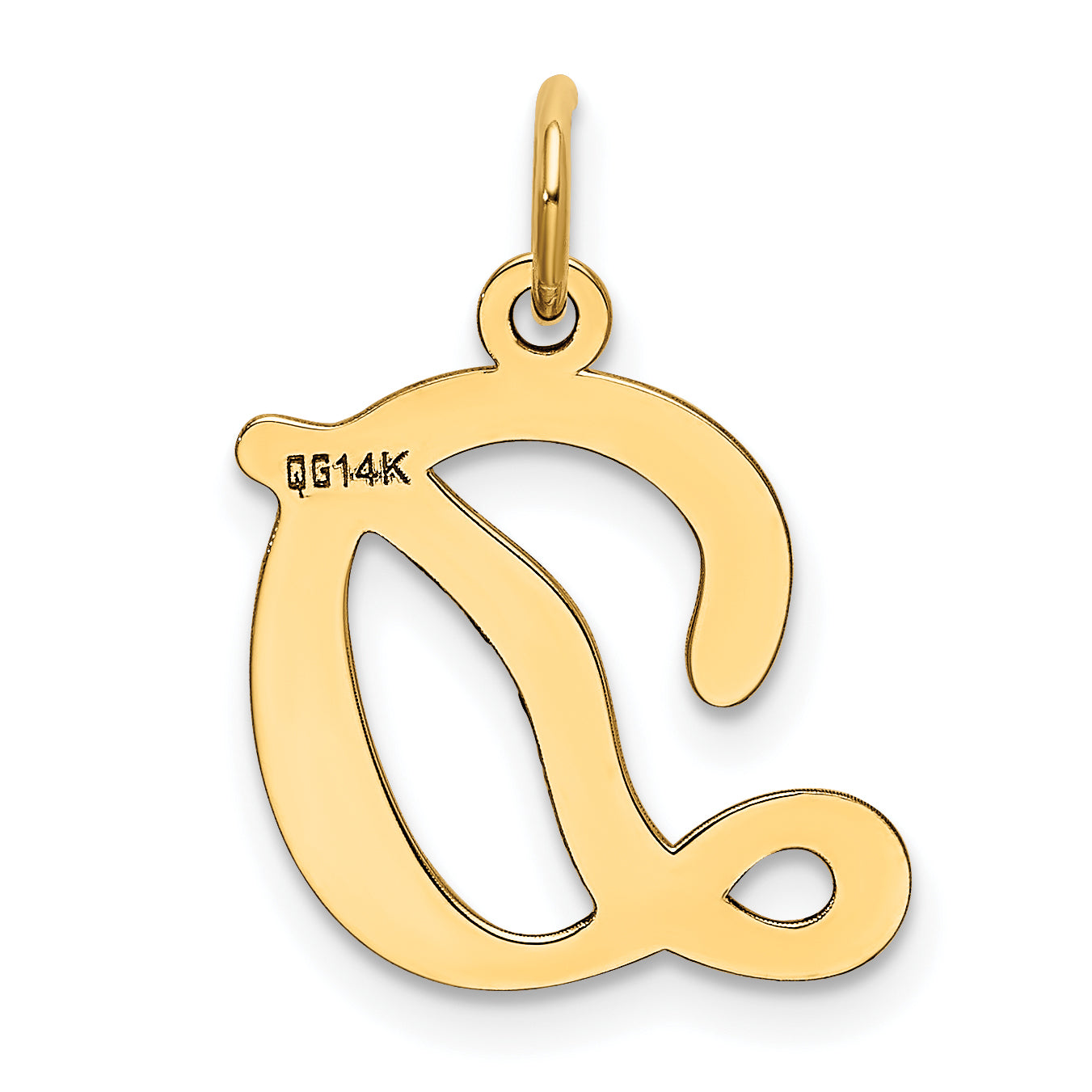 14k Yellow Gold 14KY Script Letter D Initial Charm