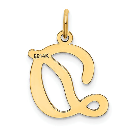 14k Yellow Gold 14KY Script Letter D Initial Charm