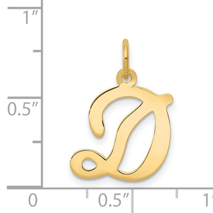 14k Yellow Gold 14KY Script Letter D Initial Charm