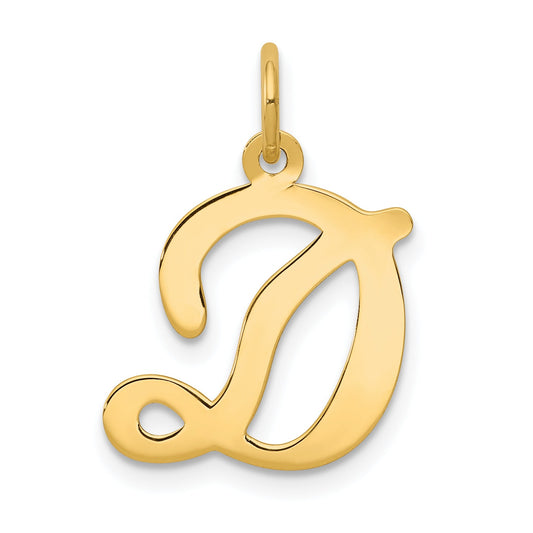 14k Yellow Gold 14KY Script Letter D Initial Charm