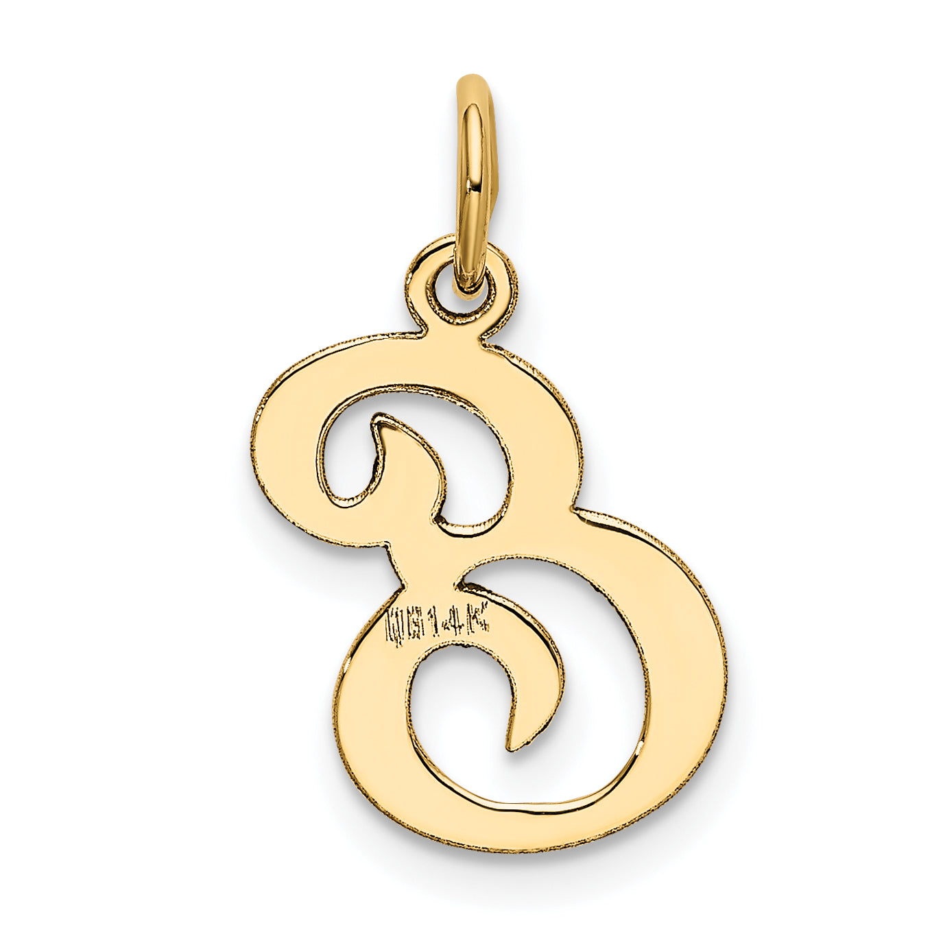14k Yellow Gold 14KY Script Letter E Initial Charm
